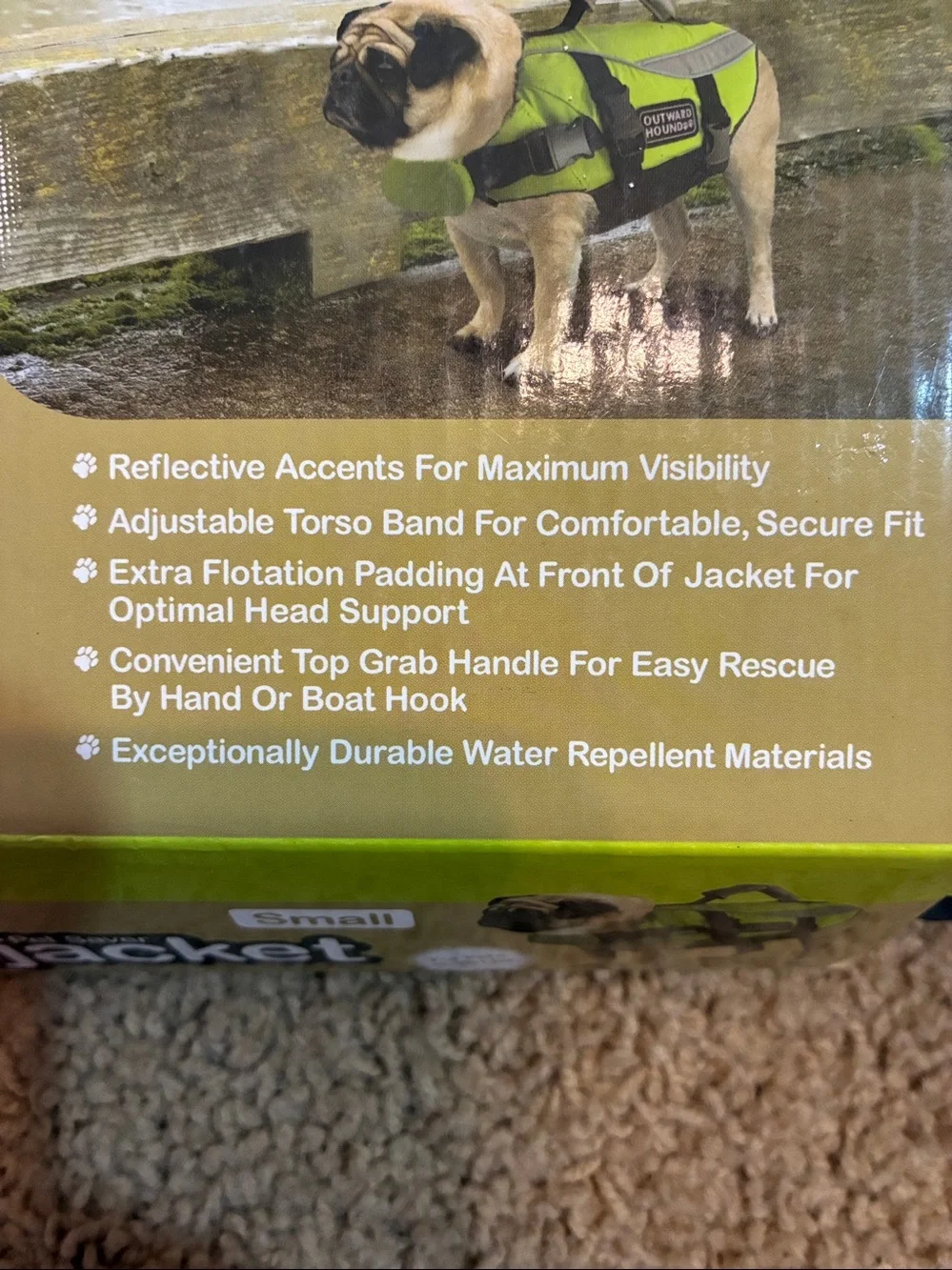 Outward Hound Small Pet Lifejacket in Lime Green and Black